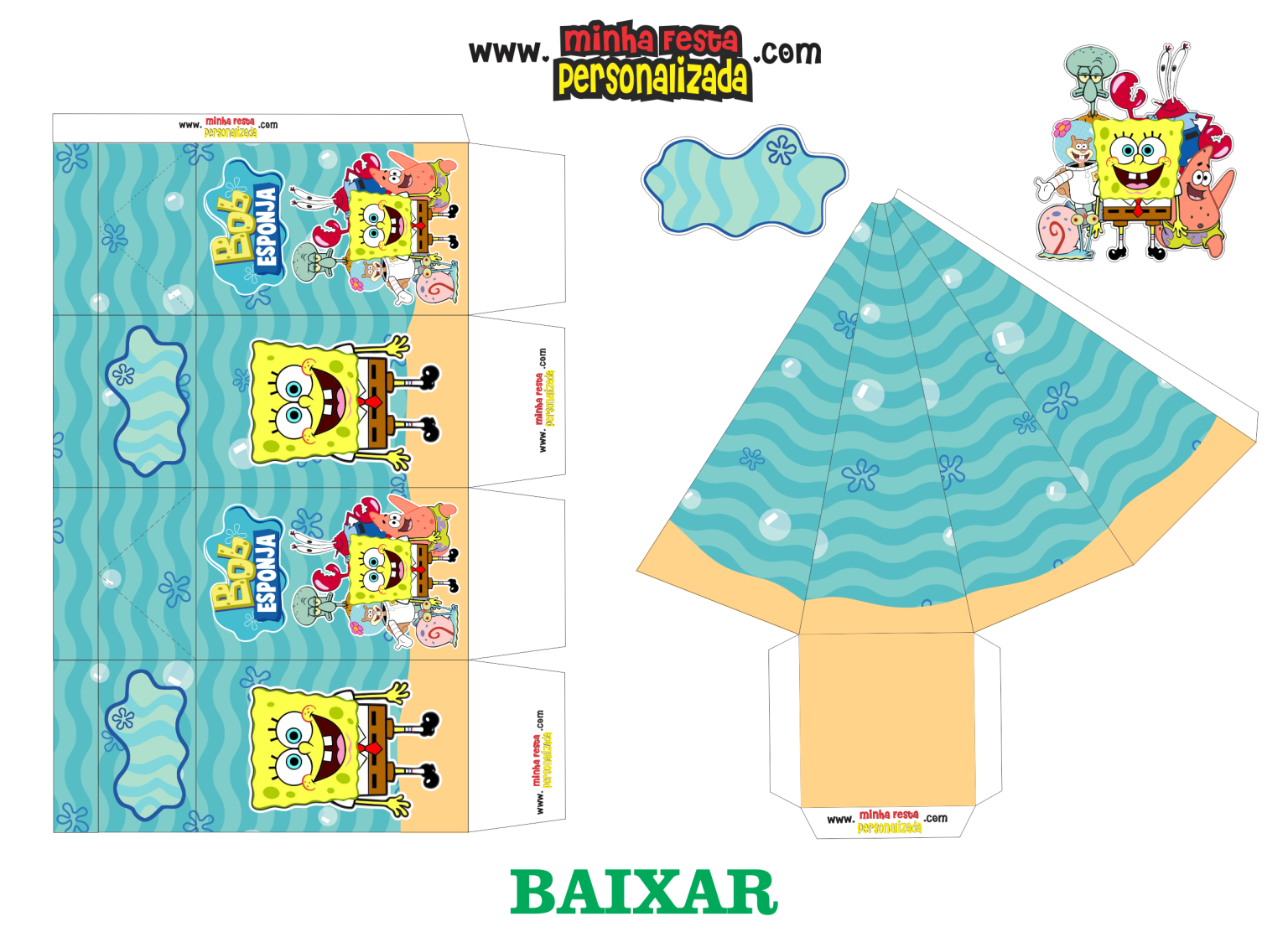 Kit Festa Bob Esponja Completo E Gratuito Para Imprimir