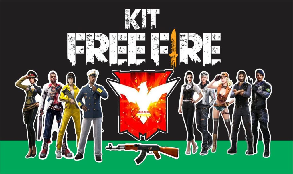 Topo de Bolo free fire, saia e tag pronto para imprimir