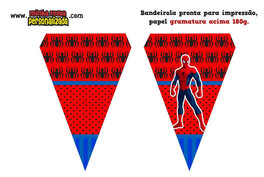 BANDEIROLA HOMEM ARANHA PARA POST 1024x687 - Topo de bolo Homem Aranha com kit personalizado pronto para imprimir