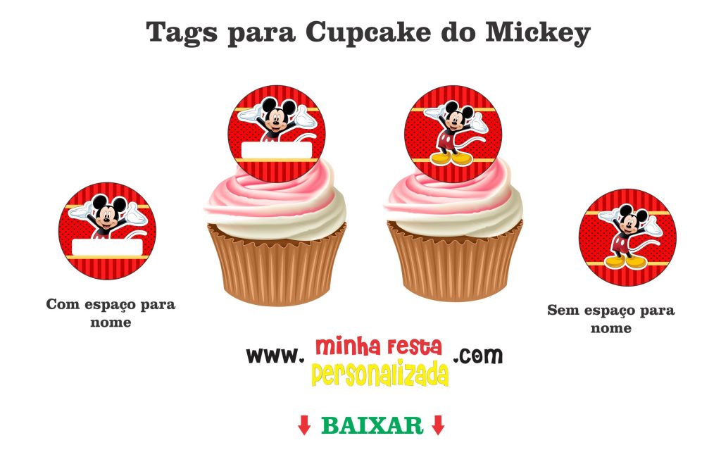 TAGS PARA CUPCAKE DO MICKEY MONTADO 01 1024x649 - KIT PERSONALIZADO DO MICKEY PRONTO PARA IMPRIMIR