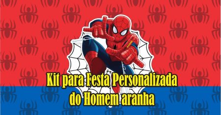Topo de bolo Homem Aranha com kit personalizado pronto para imprimir
