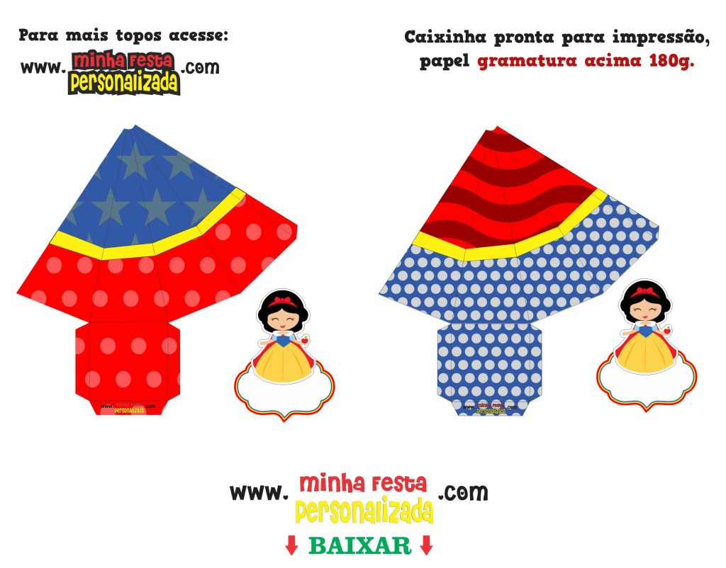 CAIXA PIRAMIDE PRONTA 01 1024x802 - Kit Personalizado da Branca de Neve Totalmente Gratuito