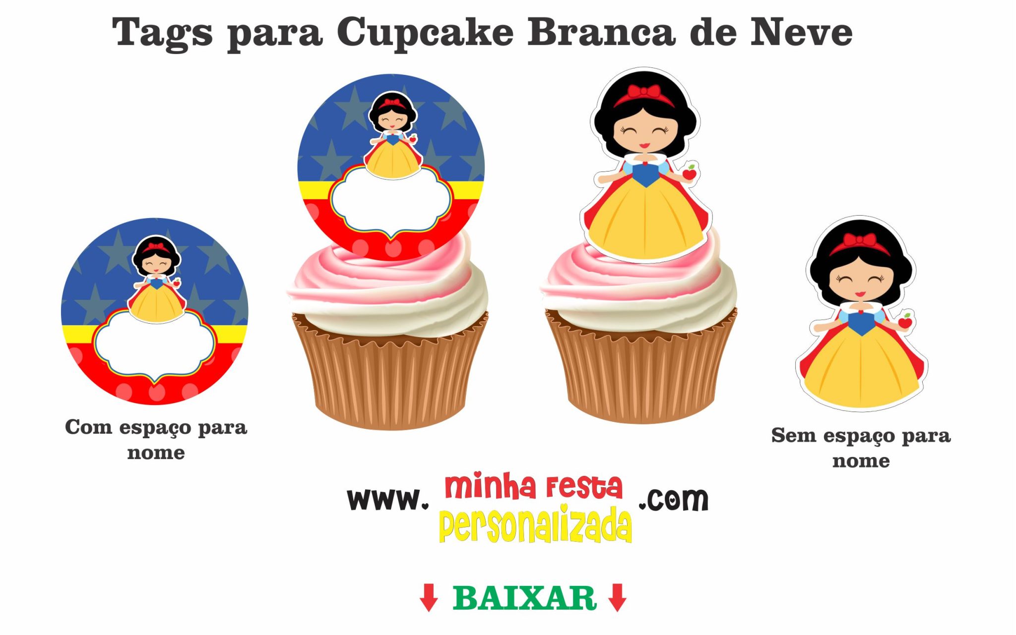 Kit Personalizado da Branca de Neve Totalmente Gratuito