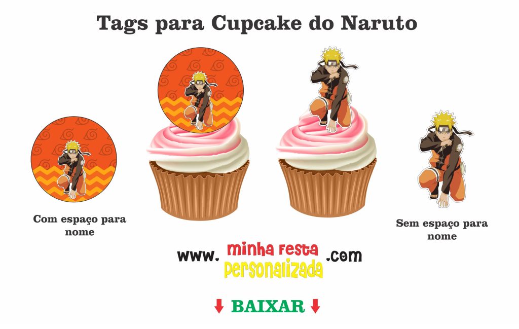 TAGS NARUTO PARA CUPCAKE 01 1024x649 - Kit completo para festa personalizada do Naruto totalmente gratuito