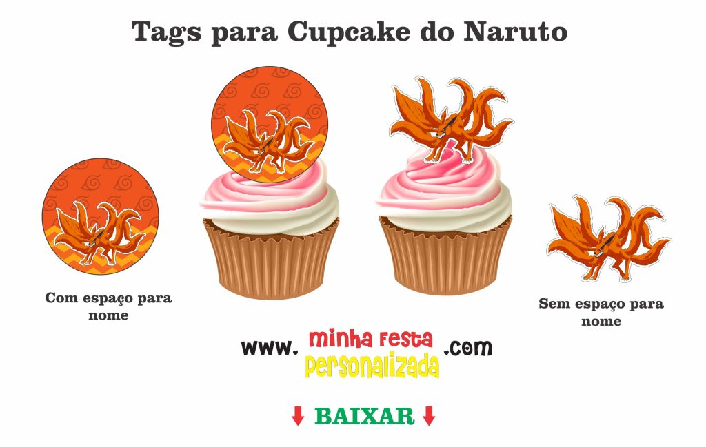 TAGS NARUTO PARA CUPCAKE 03 1024x649 - Kit completo para festa personalizada do Naruto totalmente gratuito