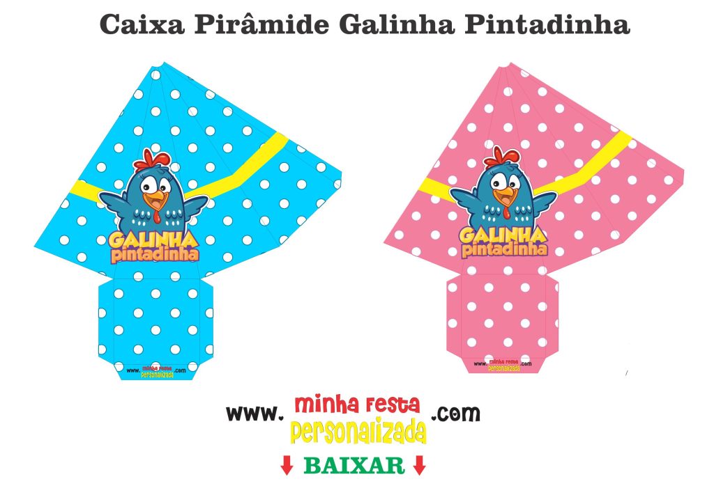 CAIXA PIRAMIDE GALINHA PINTADINHA 1024x698 - Kit Personalizado da Galinha Pintadinha – Kit completo totalmente Grátis