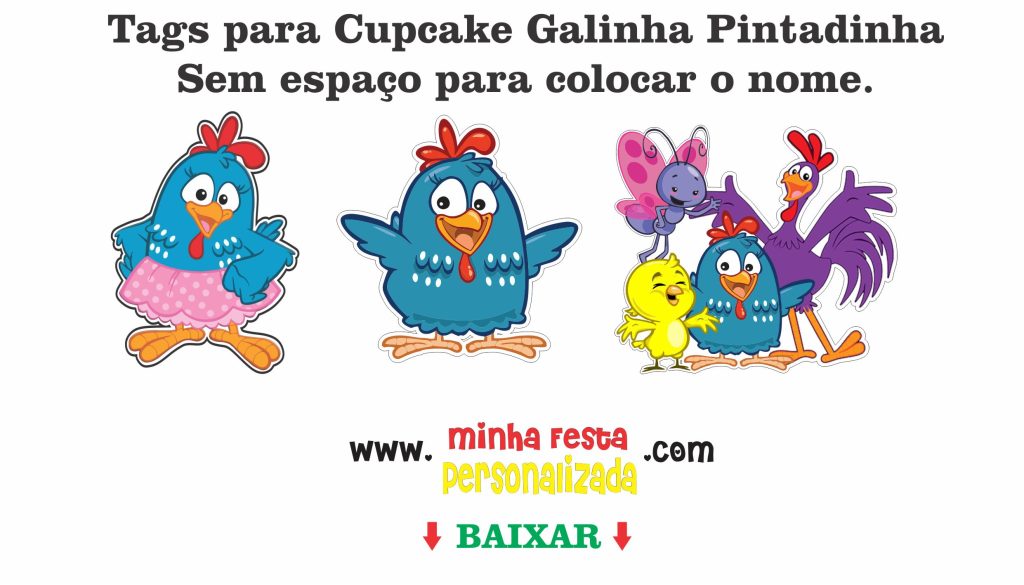 TAGS GALINHA PINTADINHA PARA POSTE 02 1024x585 - Kit Personalizado da Galinha Pintadinha – Kit completo totalmente Grátis
