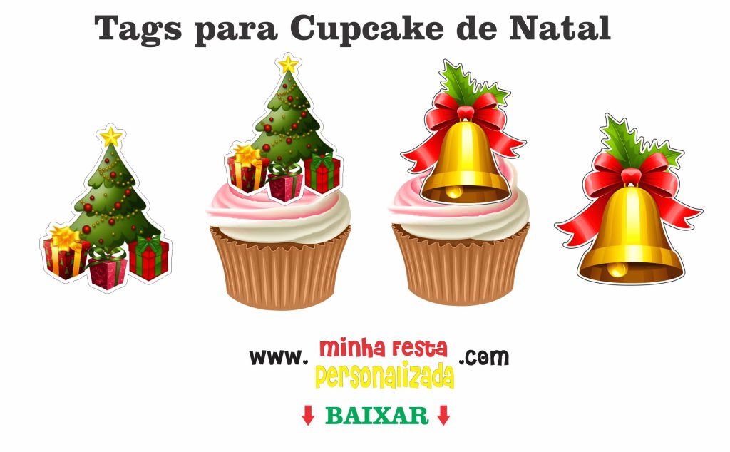 Kit Personalizado de Natal – Topo de bolo, Caixinhas e Tags