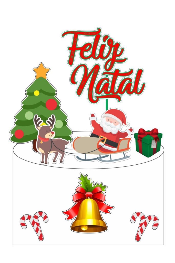 topo de bolo natal montado 03 683x1024 - Kit Personalizado de Natal – Topo de bolo, Caixinhas  e Tags