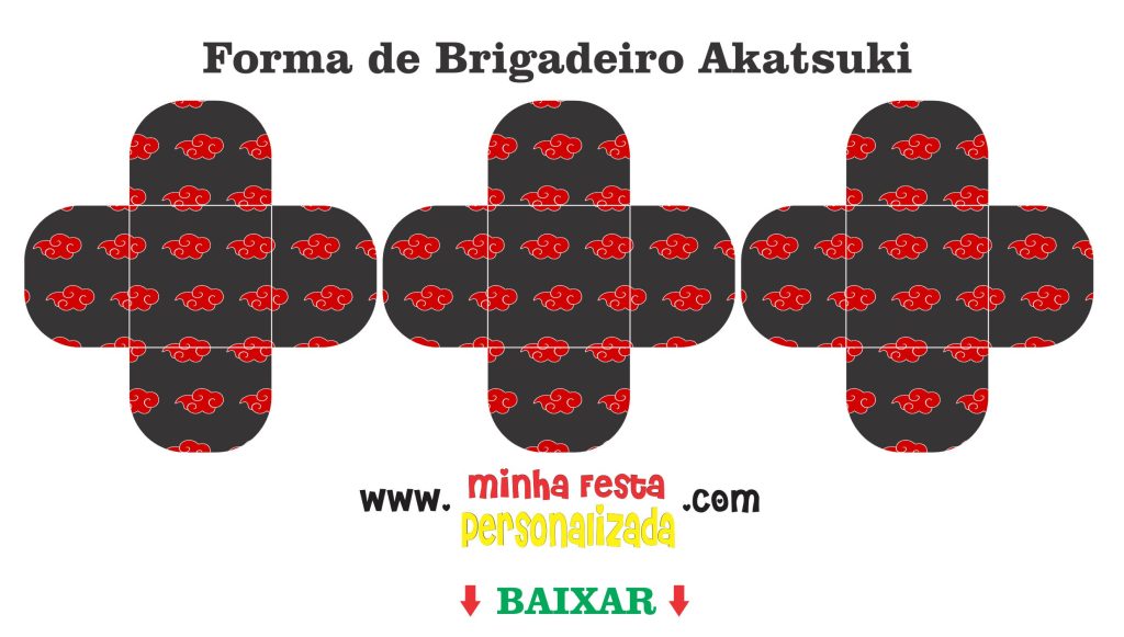 Kit Personalizado Akatsuki totalmente gratuito – Kit só um bolinho