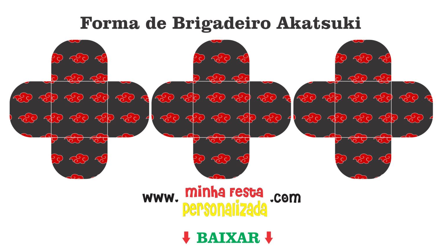 Kit Personalizado Akatsuki totalmente gratuito – Kit só um bolinho