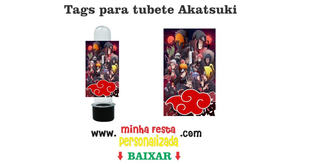 Kit Personalizado Akatsuki totalmente gratuito – Kit só um bolinho