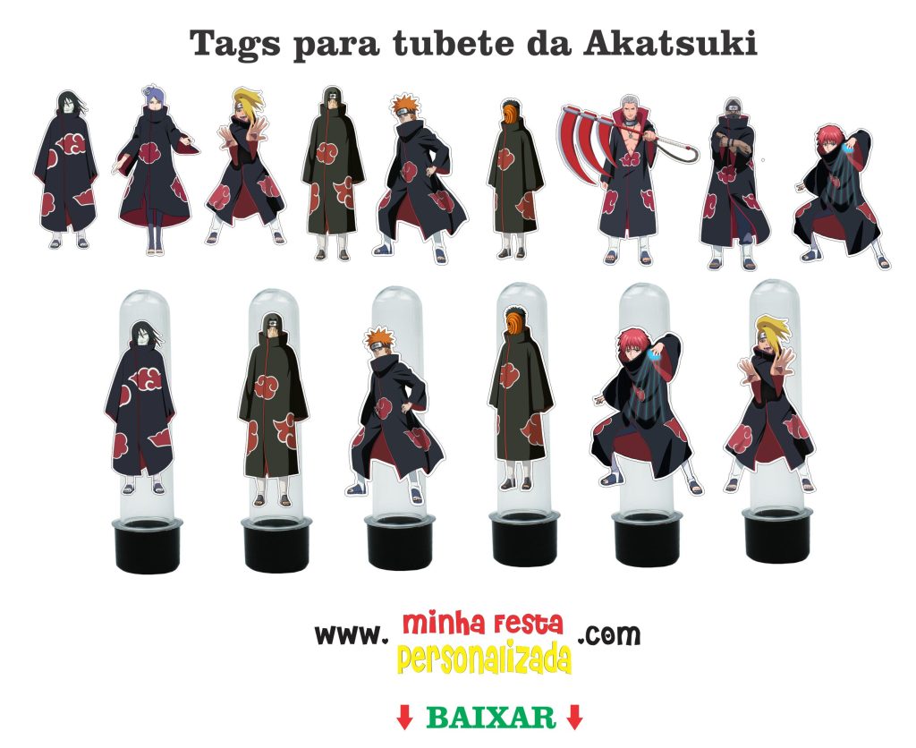 Kit Personalizado Akatsuki totalmente gratuito – Kit só um bolinho