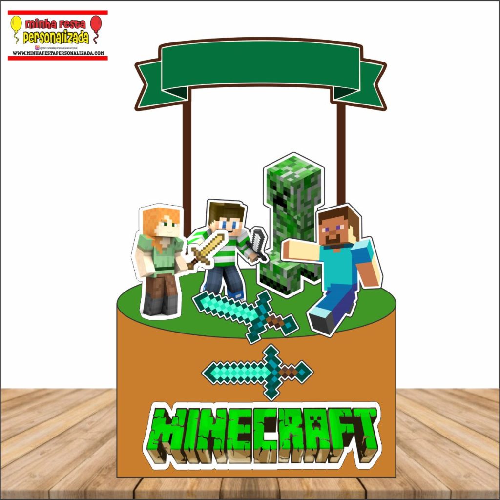 Topo de Bolo Minecraft - Fazendo a Nossa Festa  Bolo minecraft, Queques  minecraft, Minecraft para imprimir