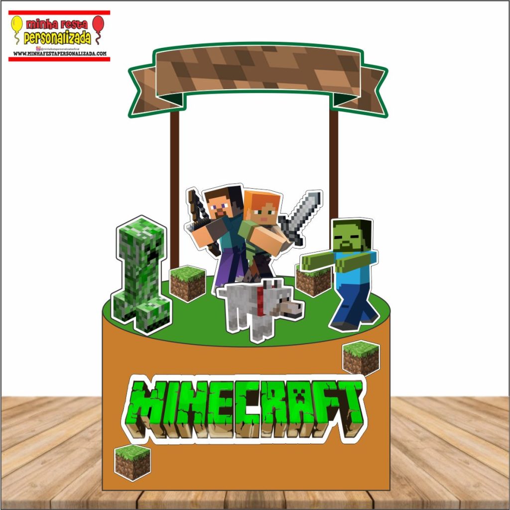 Topo De Bolo Minecraft Personalizado Para Imprimir