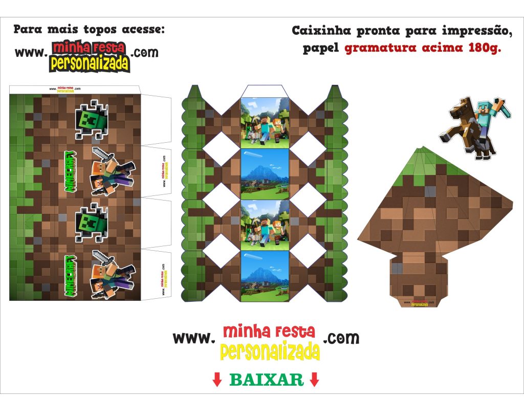 CAIXINHAS PARA POSTAR 1024x819 - Kit Personalizado Minecraft Para Imprimir Totalmente Gratuito