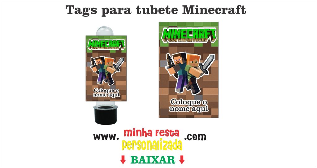 TAGS MINECRAFR PARA POSTAR 03 1024x543 - Kit Personalizado Minecraft Para Imprimir Totalmente Gratuito