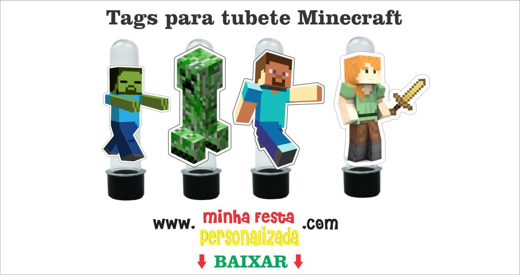 TAGS MINECRAFR PARA POSTAR 04 1024x543 - Kit Personalizado Minecraft Para Imprimir Totalmente Gratuito