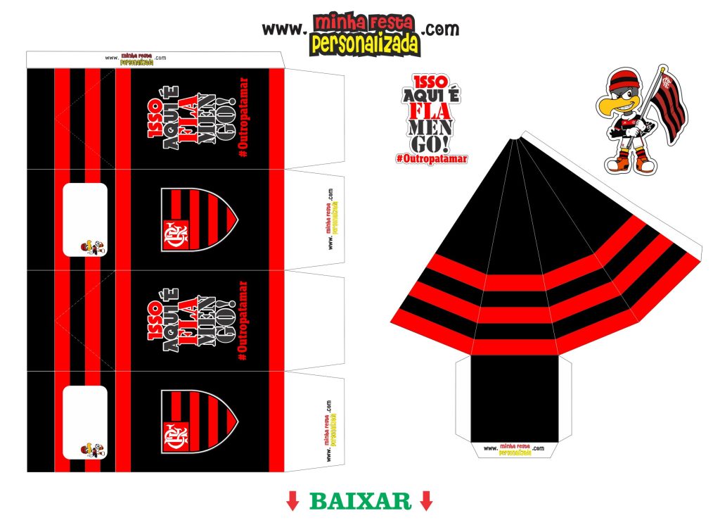 CAIXINHAS DO TOPO DE BOLO FLAMENGO 1024x746 - Topo de bolo Flamengo com kit festa completo e gratuito