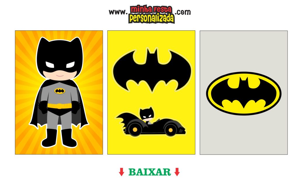 QUADRO PERSONALIZADO BATMAN 1024x631 - Topo de bolo Batman – Kit só um bolinho completo e gratuito