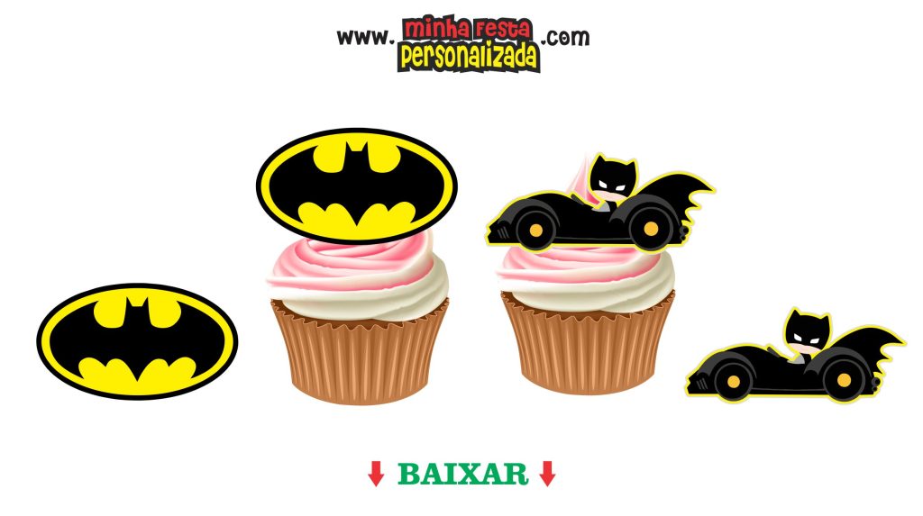 TAG DOCES BATMAN 1024x573 - Topo de bolo Batman – Kit só um bolinho completo e gratuito
