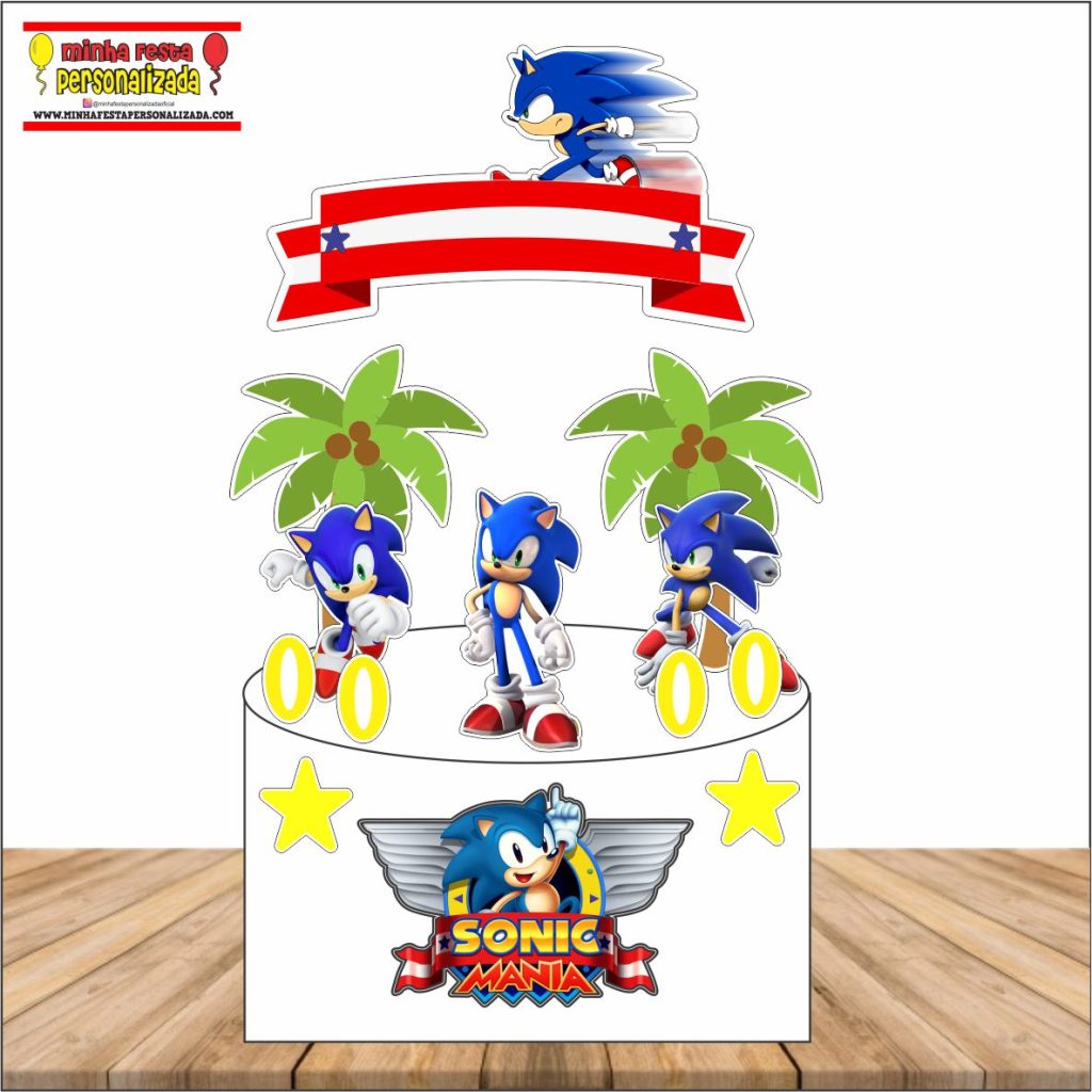 Topper de bolo sonic para imprimir