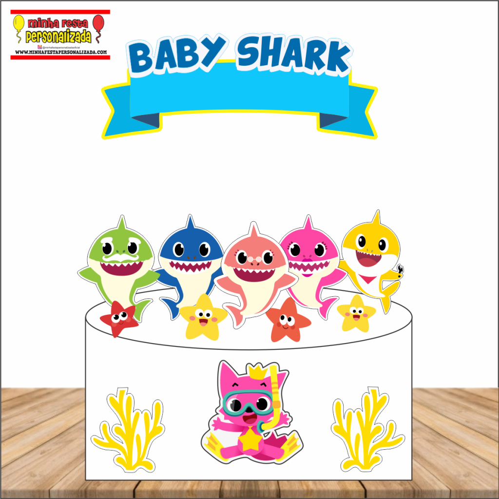Topo de bolo Baby Shark 1024x1024 - Topo de Bolo Baby Shark Para Imprimir Totalmente Gratuito