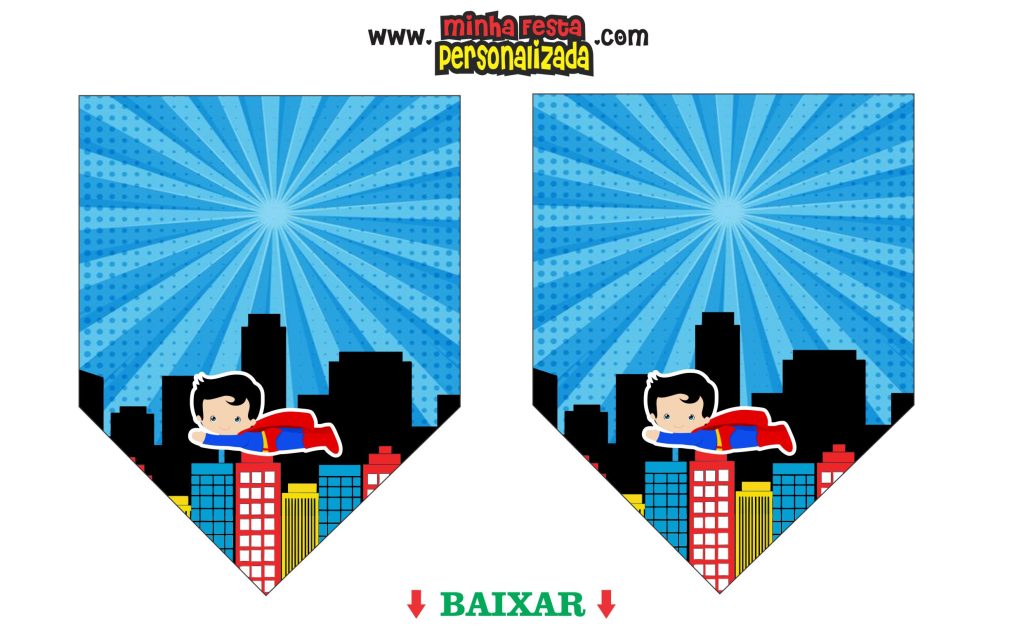 BANDEIROLA PERSONALIZADA SUPER MAN BABY 1024x641 - Kit Festa Super Man Baby Completo Para Imprimir