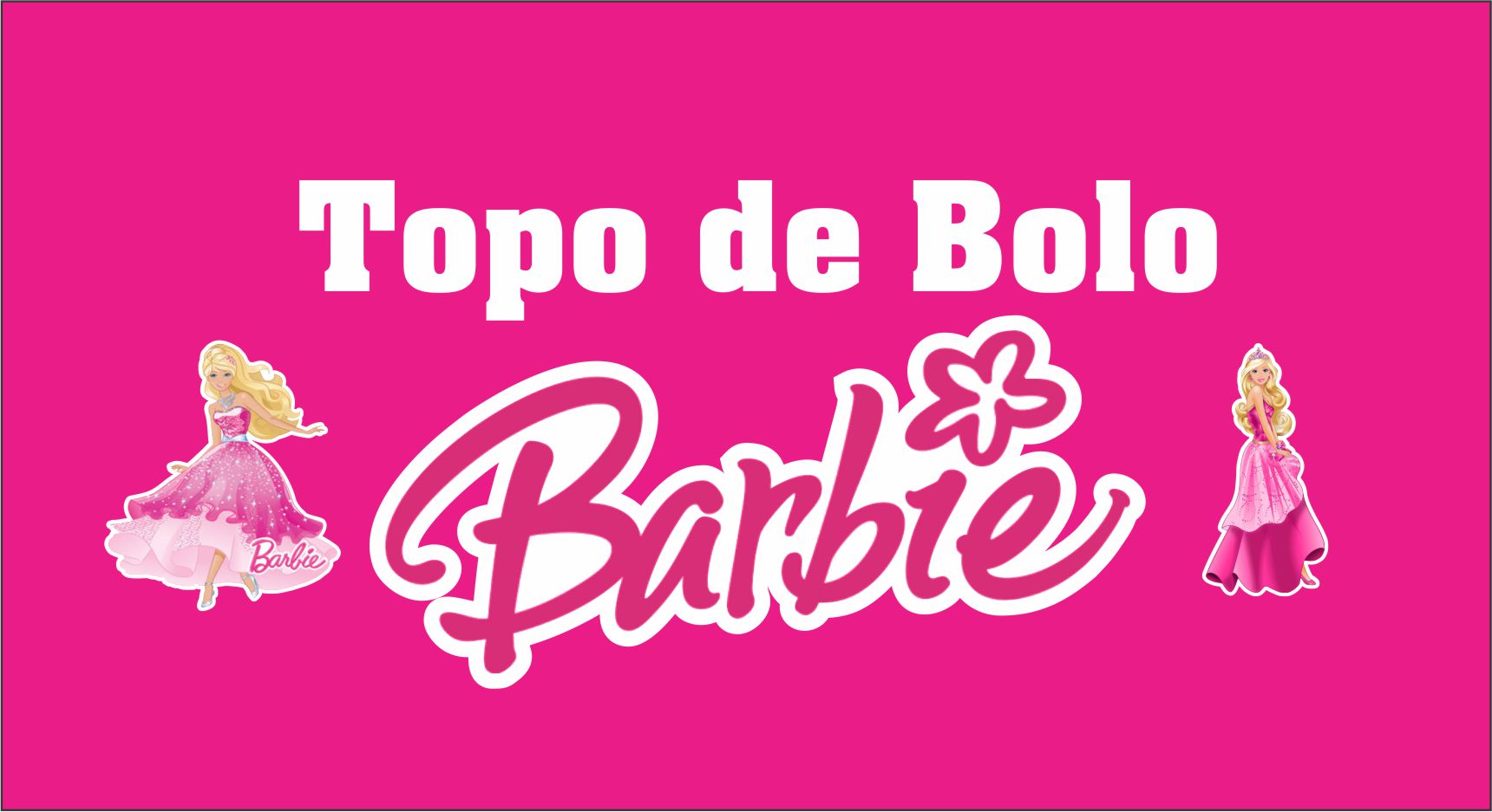 Topo Topper De Bolo Barbie 3d Personalizado
