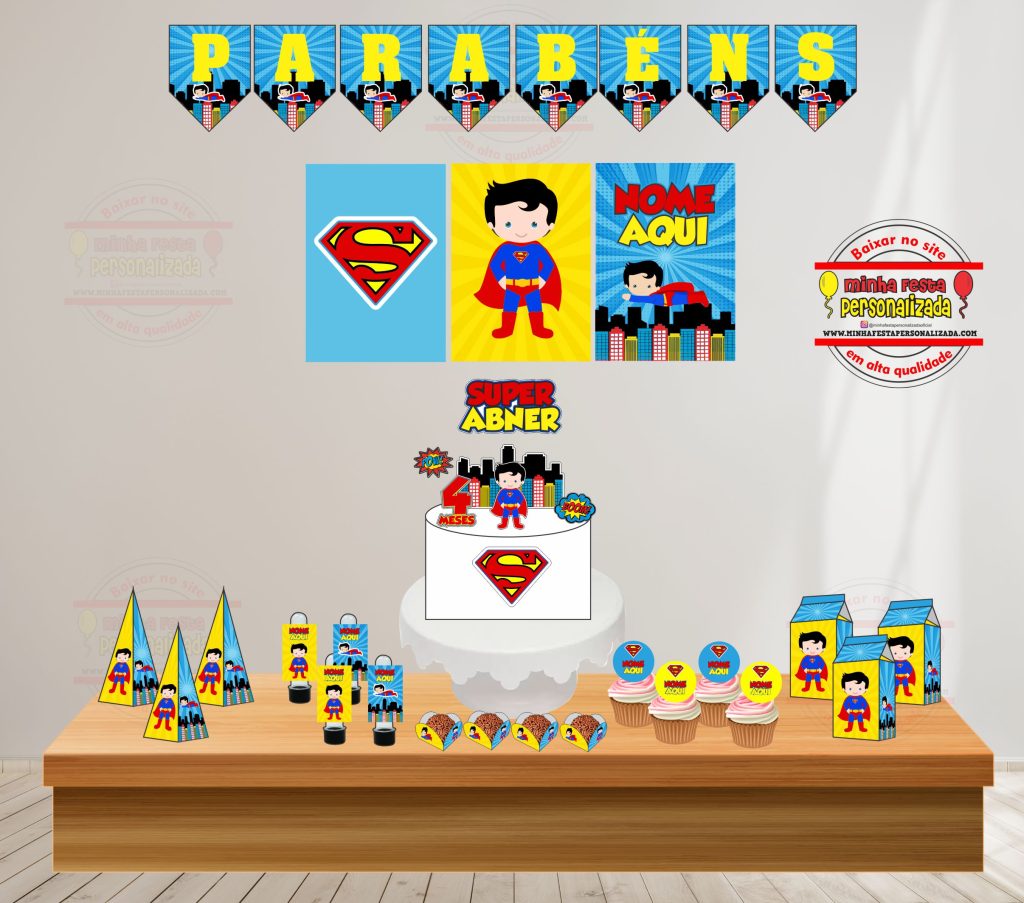 KIT PERSONALIZADO SUPER MAN BABY 1024x903 - Kit Festa Super Man Baby Completo Para Imprimir