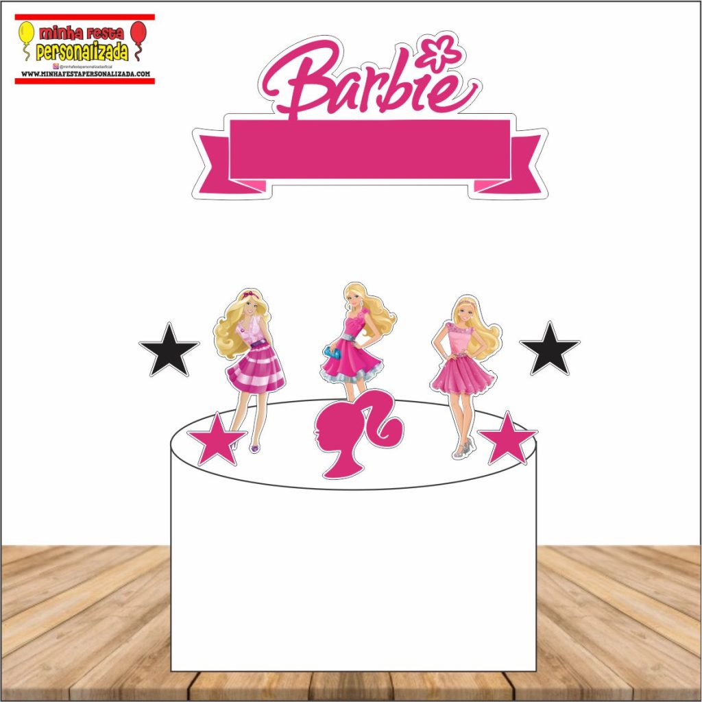 Topo Topper de Bolo Barbie P/ Impressão