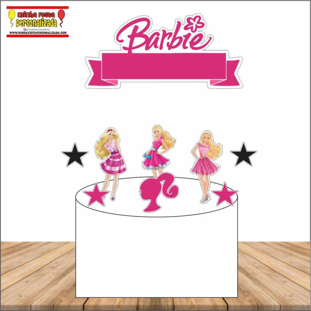 Topo de Bolo Barbie Princesa Borboleta com Arquivo Grátis