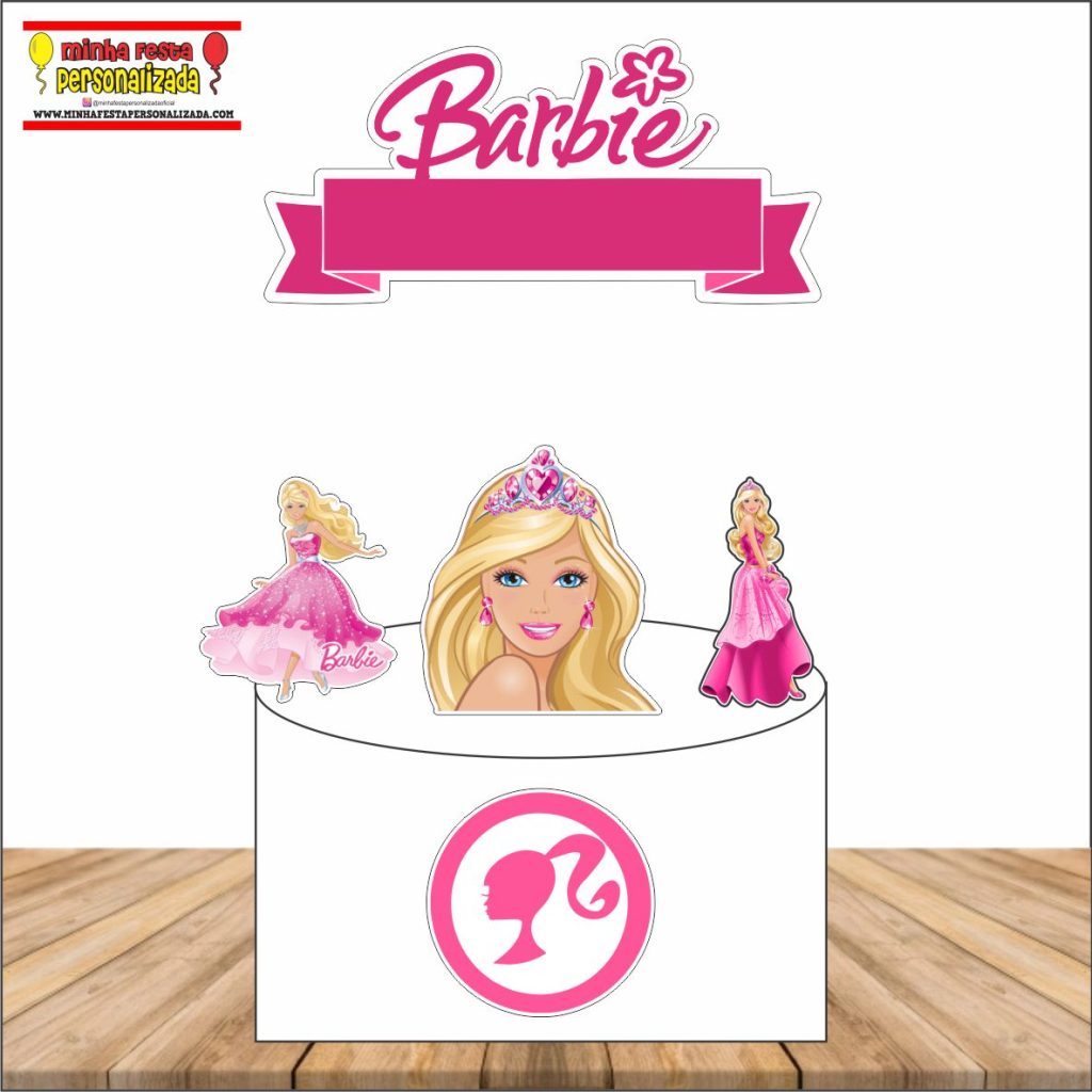 Topo de Bolo Barbie Sereia Topper Personalizado