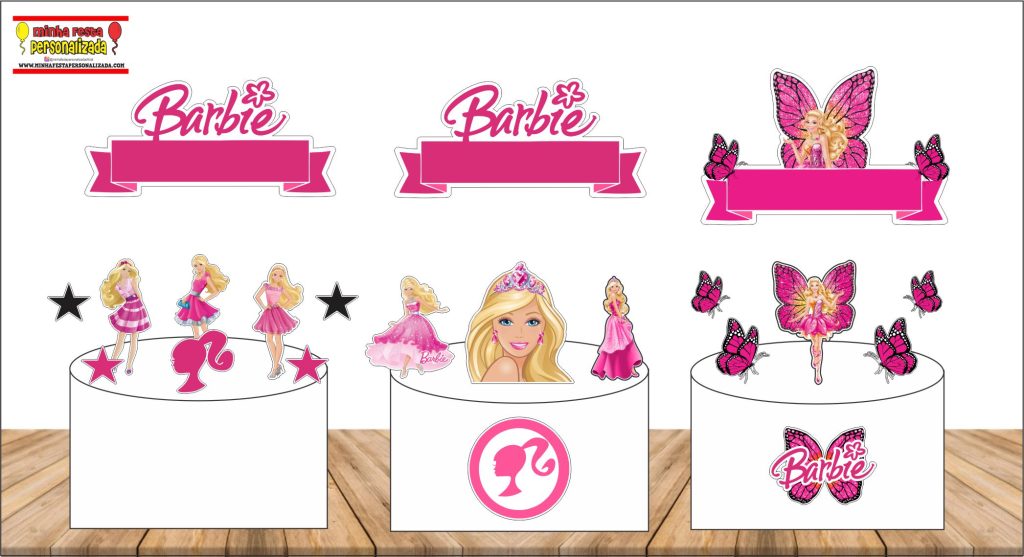 Topo de bolo barbie para editar e imprimir grátis - Festa Free