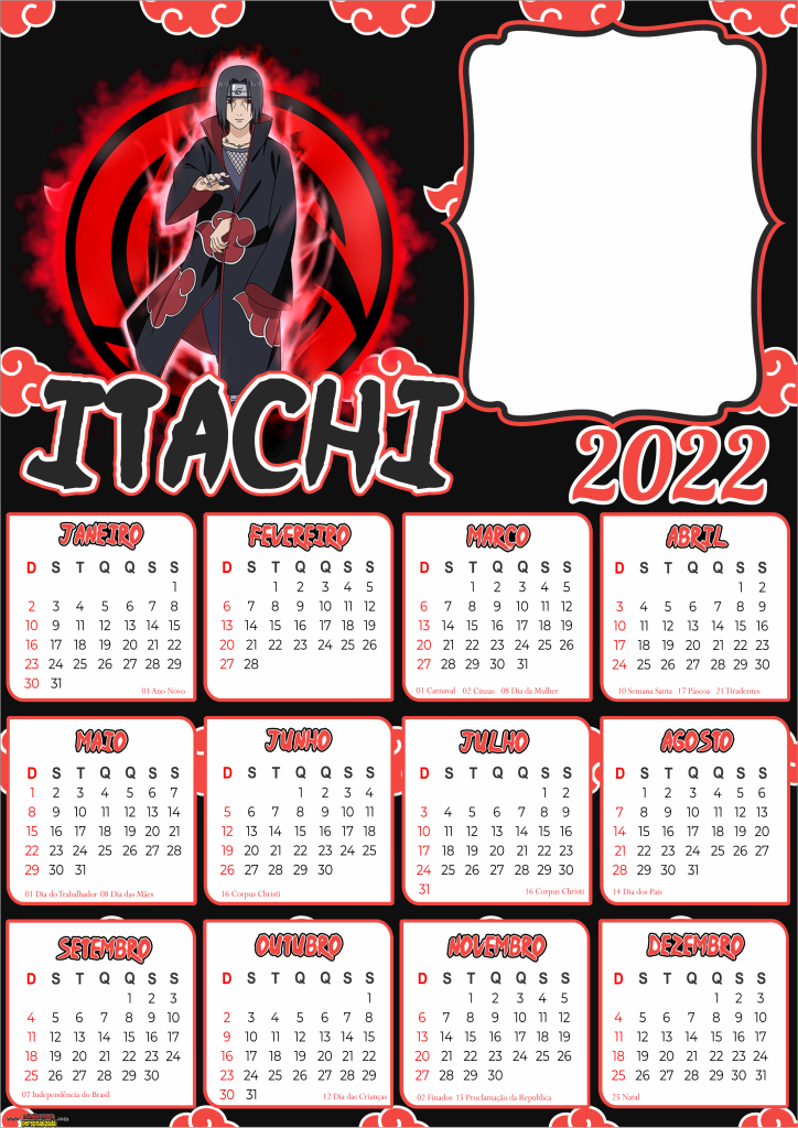 CALENDARIO ITACHI DE PAREDE 724x1024 - Calendário 2022 do Itachi