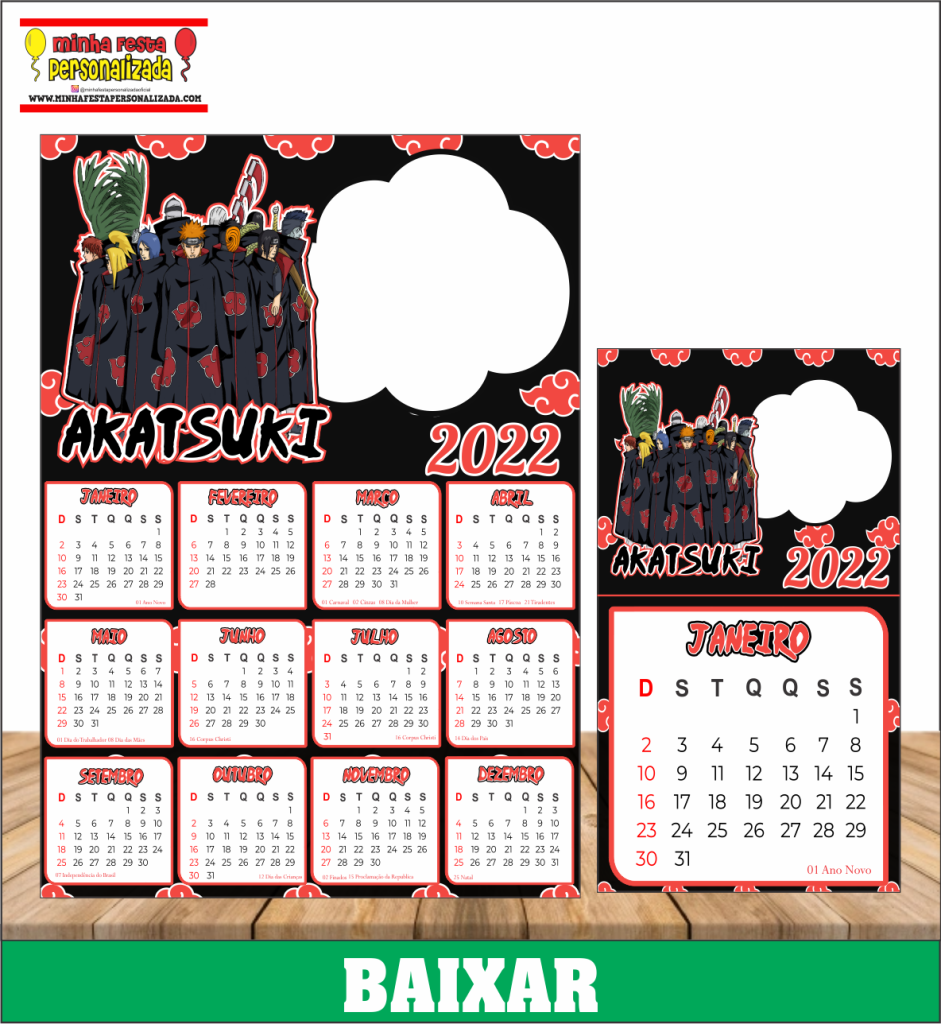 Calendario Naruto 2023  Calendário, Anime, Escola