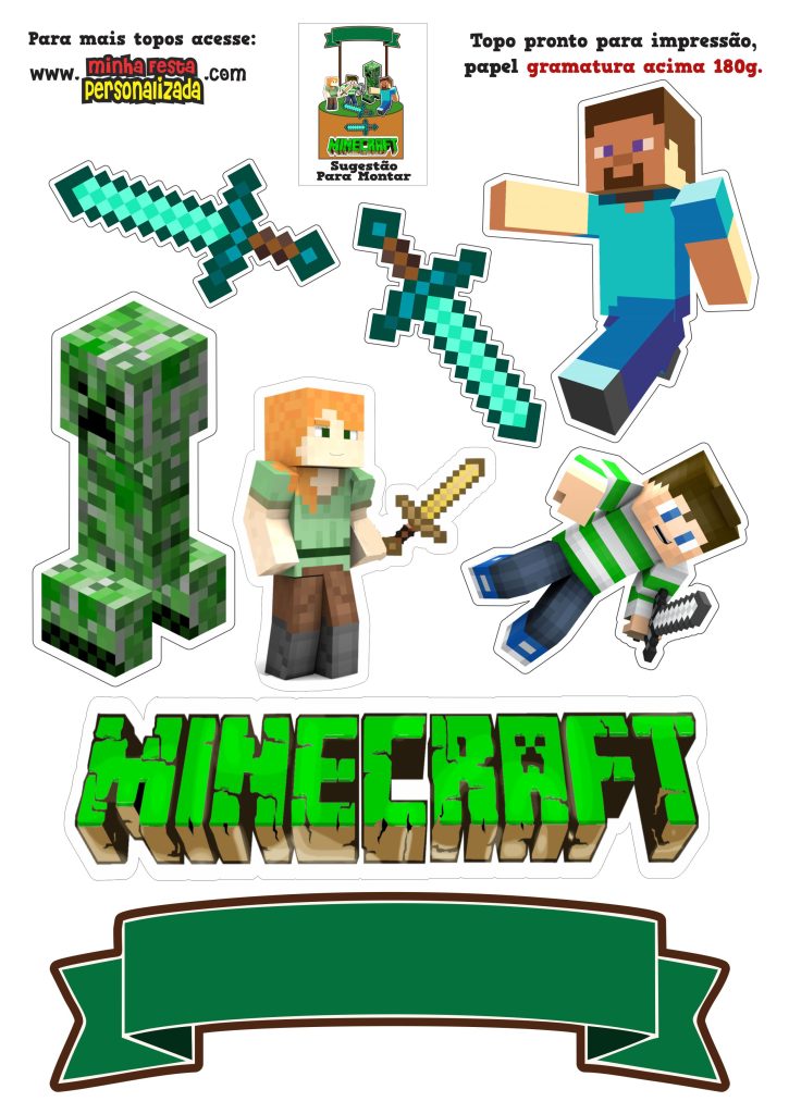 Topper Bolo Minecraft