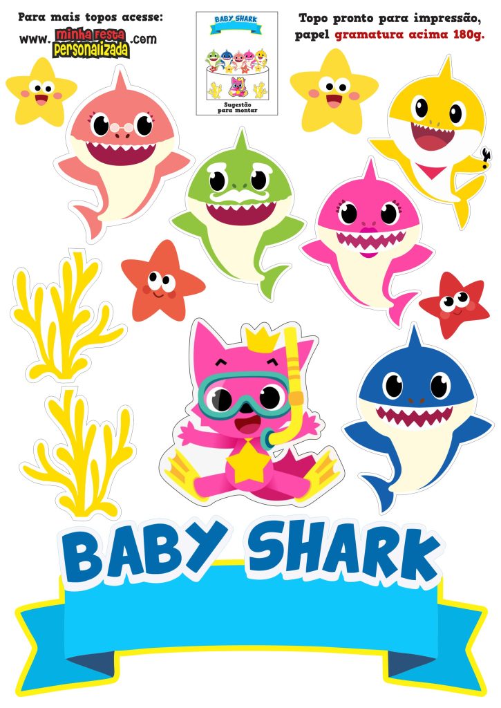 TOPO DE BOLO BABY SHARK Em Ideias Pra Festa Infantil Tag Dia Das Maes Painel Festa