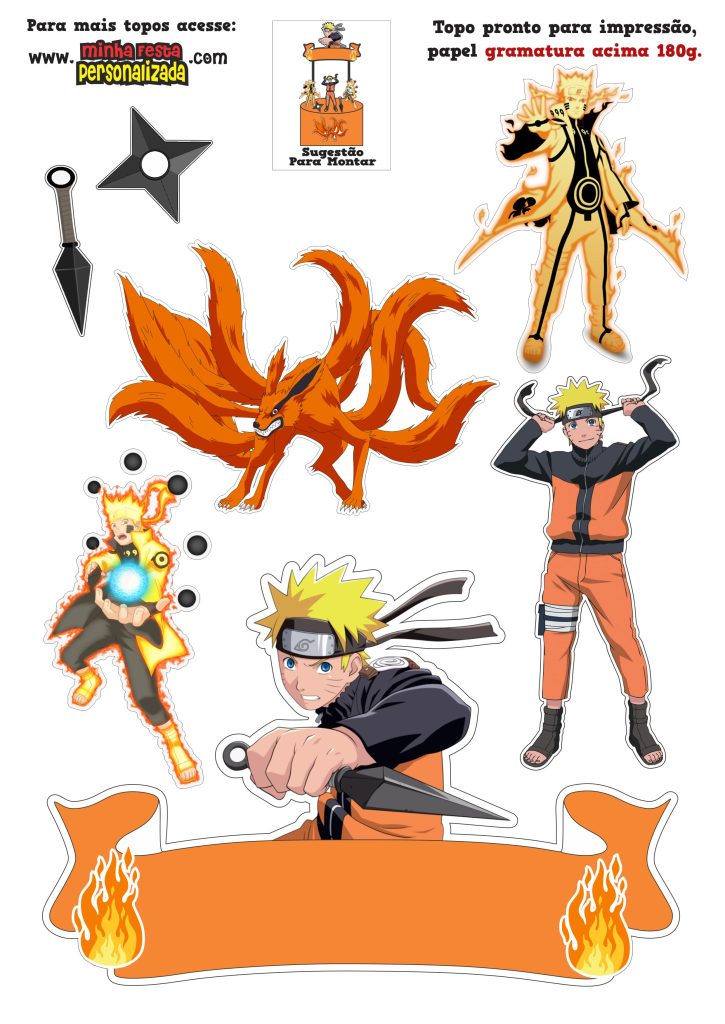 Topper de bolo Naruto para imprimir