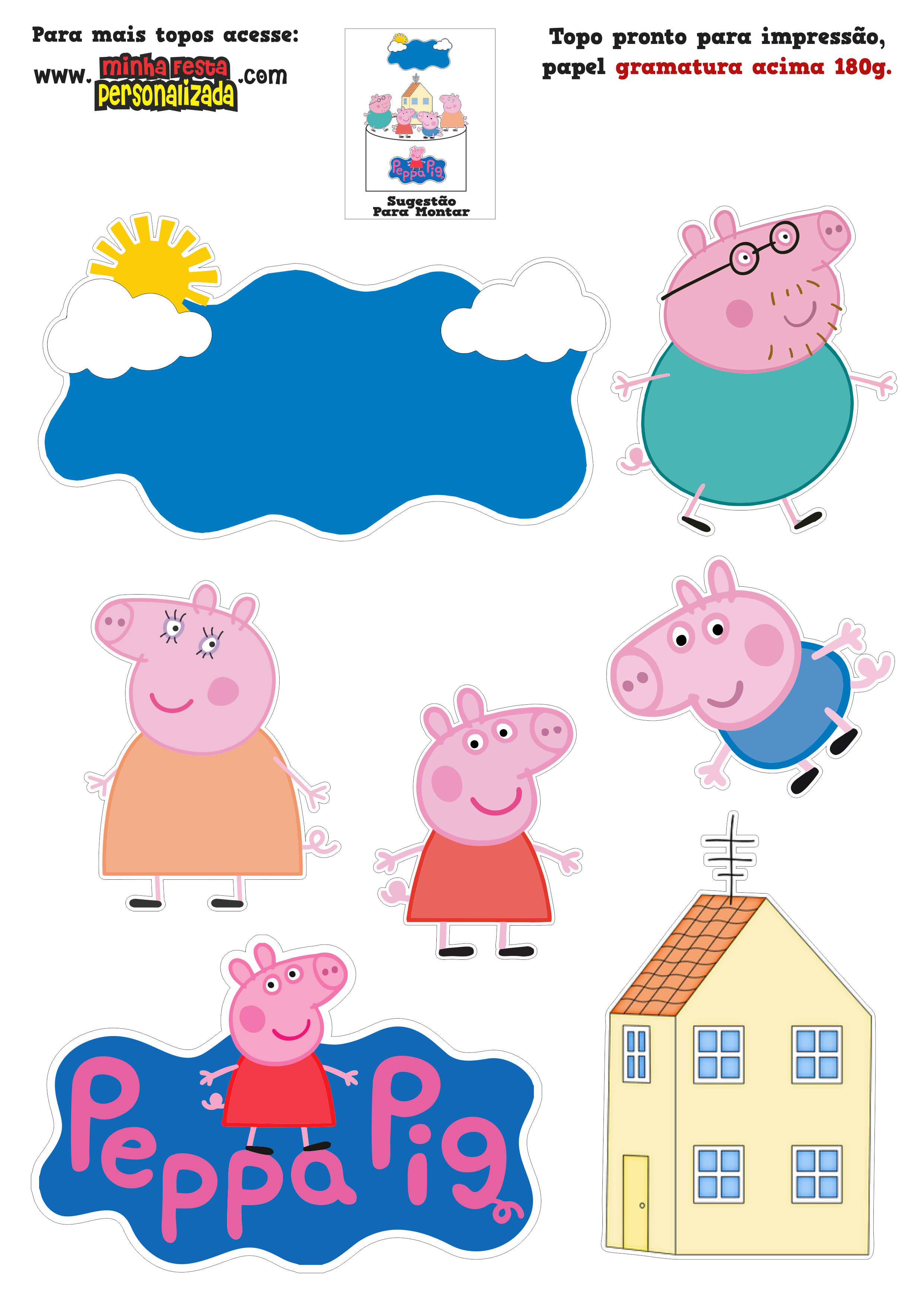 Topos de bolo da Peppa pig