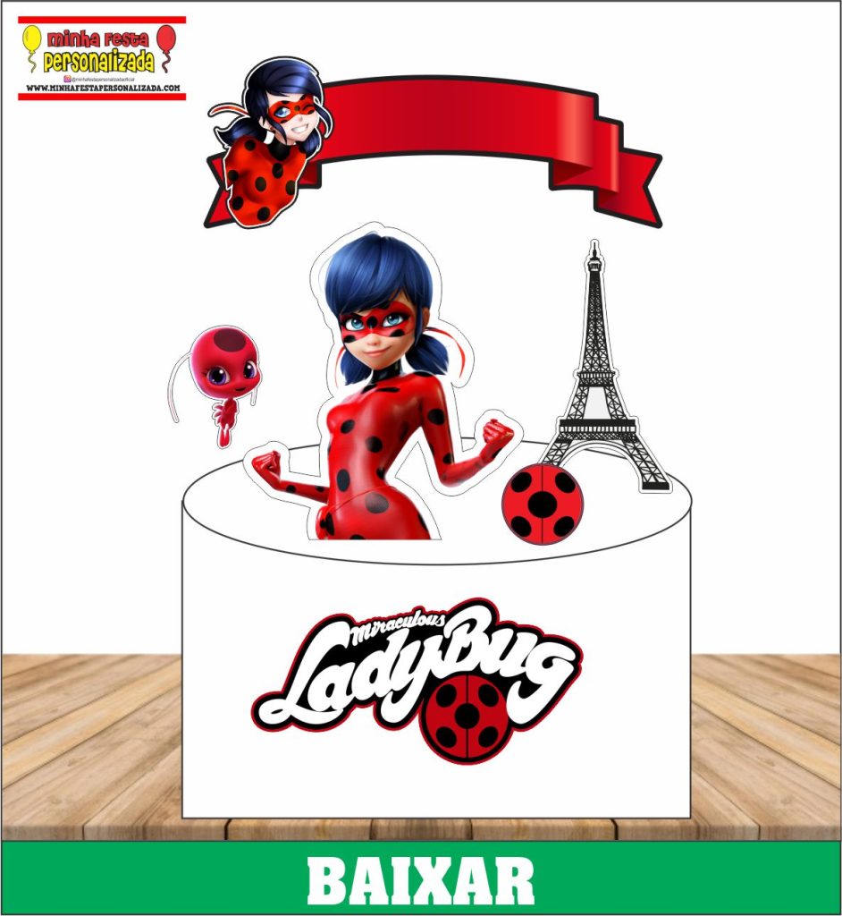 Topo de Bolo Ladybug