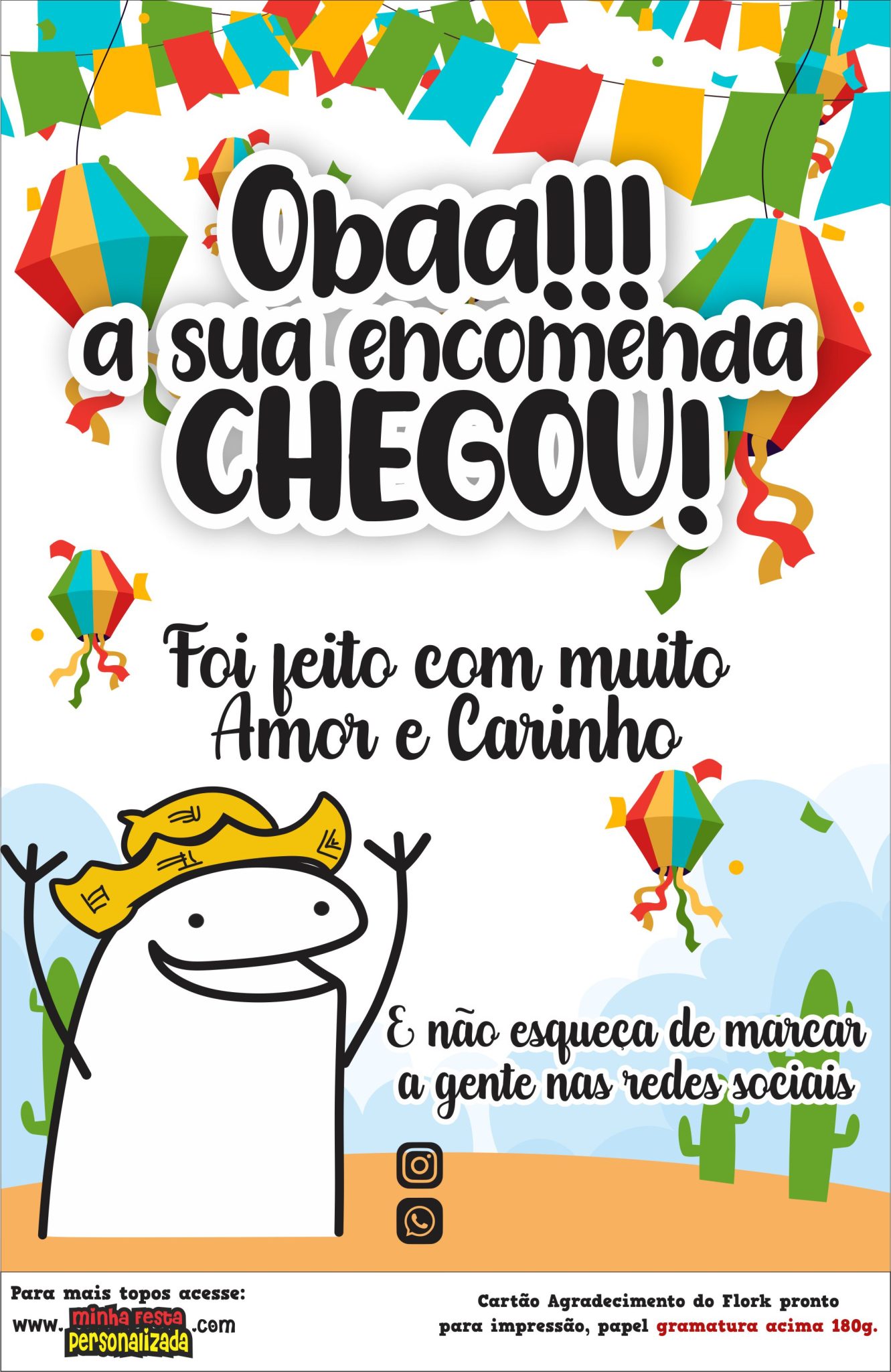 Cartão Flork Festa Junina Para Imprimir