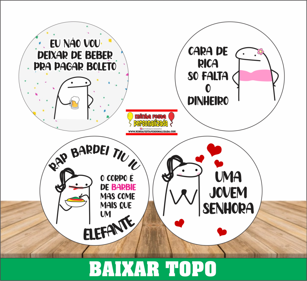 Topo De Bolo Flork Meme Bento Cake Topper dou uma surtada em