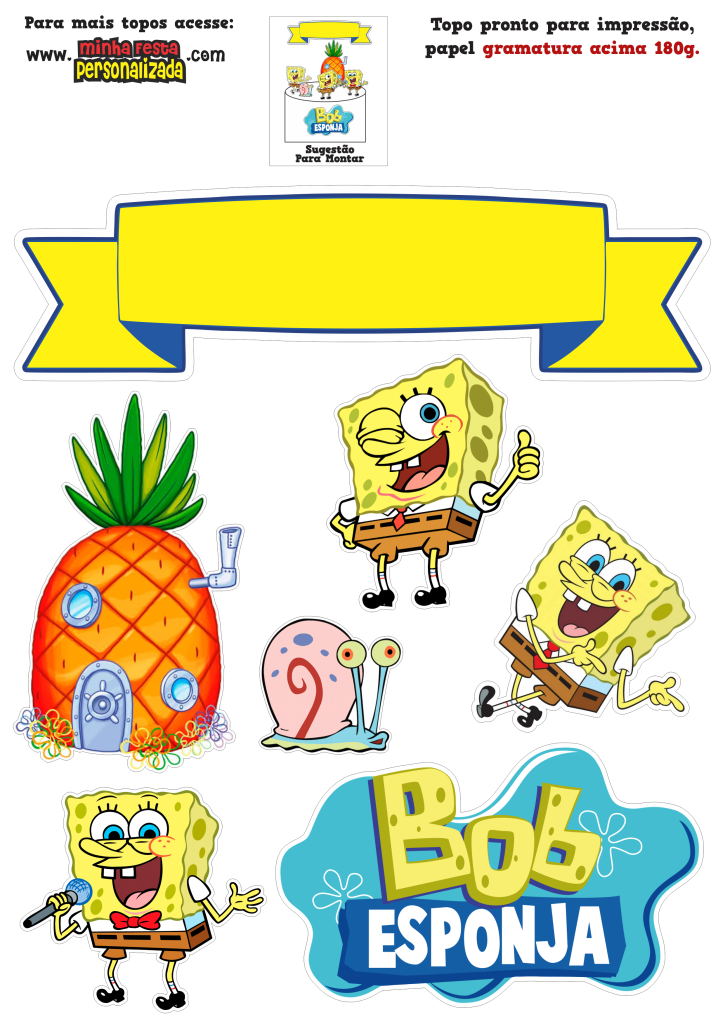 Modelo 02 4 725x1024 - Topo de bolo Bob Esponja Modelo 01 e 02