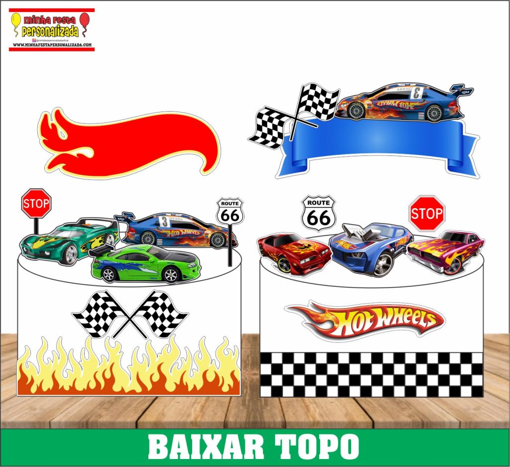 Hot Wheels Topo de Bolo Personalizado Com Nome e Idade