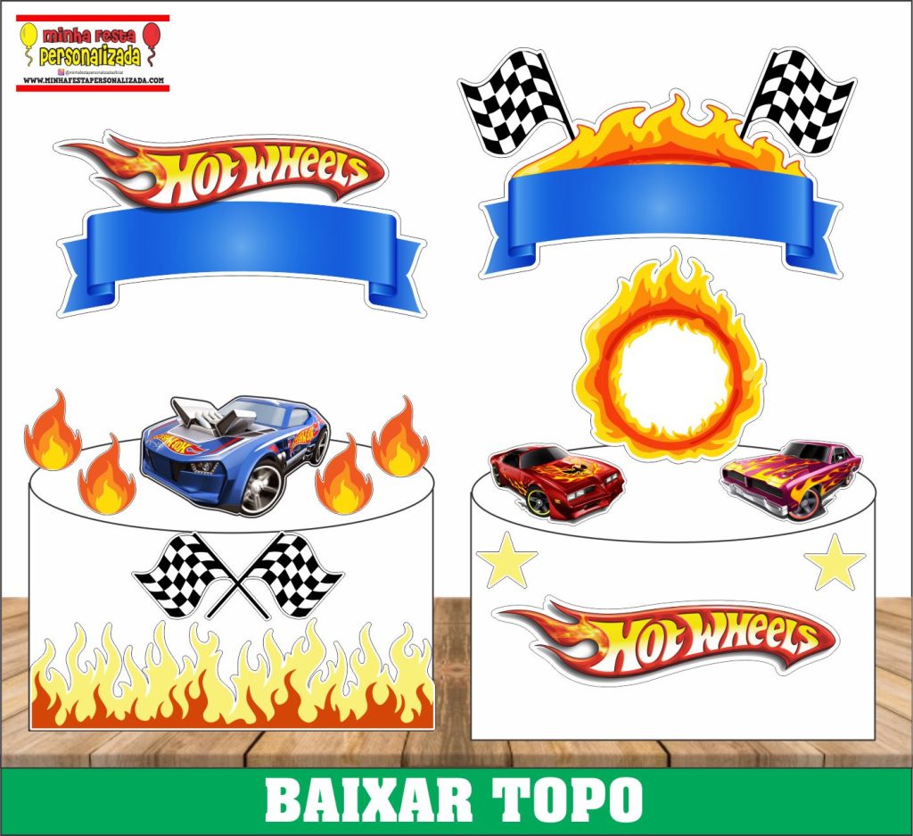 Topo de bolo Hot Wheels Para Imprimir Grátis