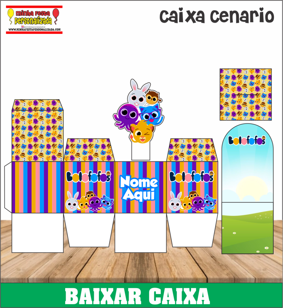 CAIXA CENARIO BOLOFOFOS 942x1024 - Caixa Mini Cenário Pronto Para Imprimir Em Alta Qualidade.