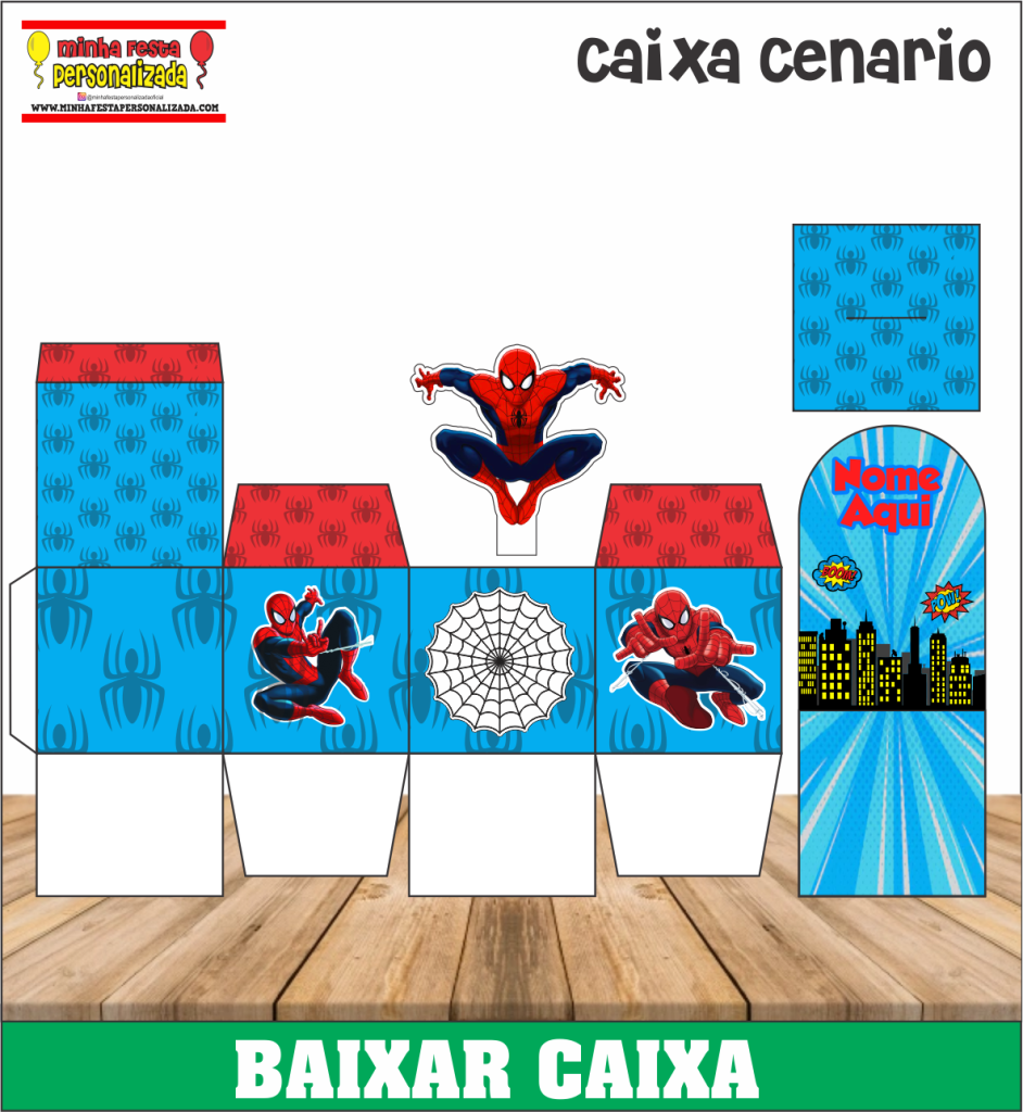 CAIXA CENARIO HOMEM ARANHA 942x1024 - Caixa Mini Cenário Pronto Para Imprimir Em Alta Qualidade.