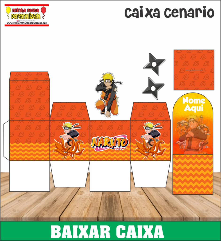 CAIXA CENARIO NARUTO 941x1024 - Caixa Mini Cenário Pronto Para Imprimir Em Alta Qualidade.