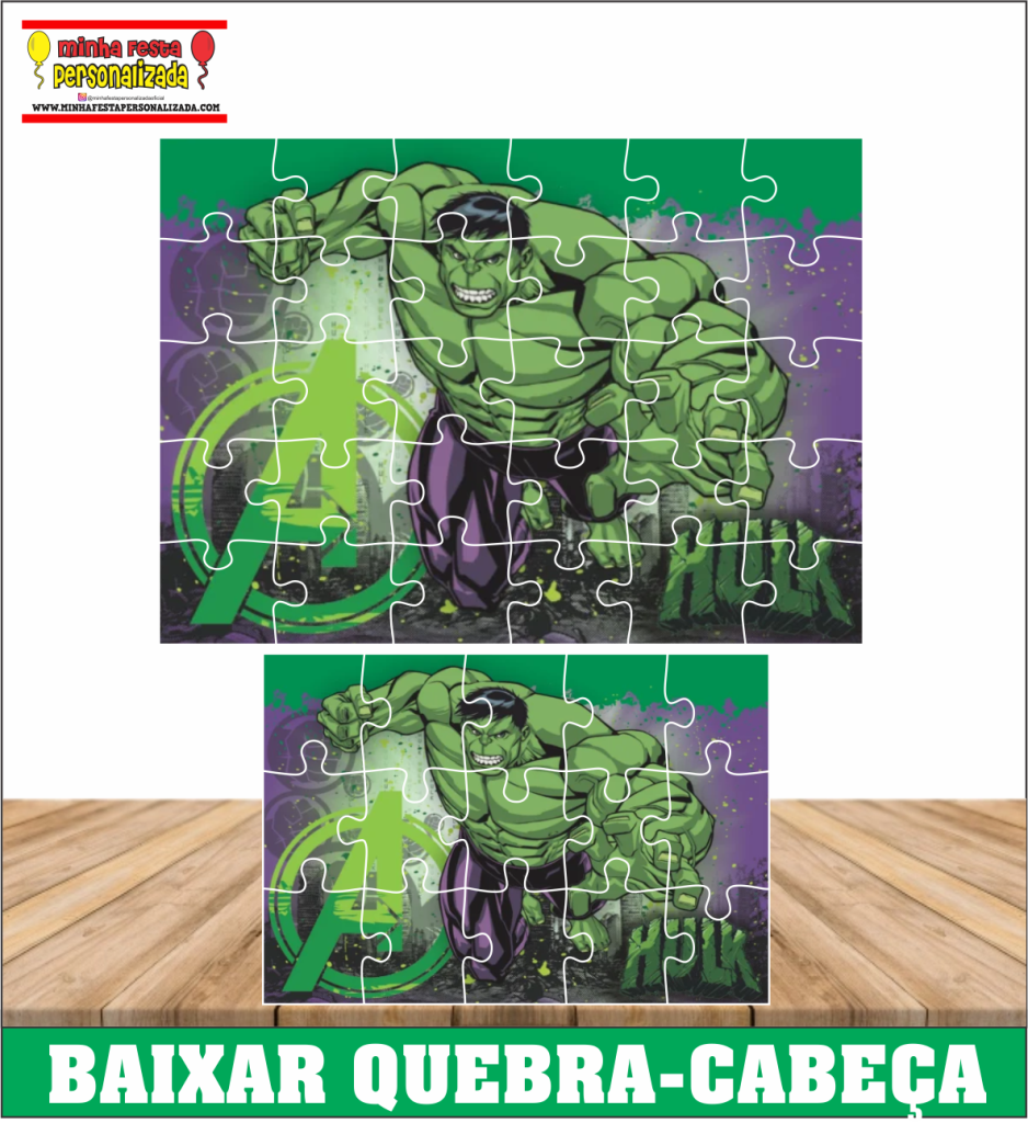 QUEBRA CABECA HULK 938x1024 - Quebra-Cabeça Personalizado Para Imprimir Gratuito